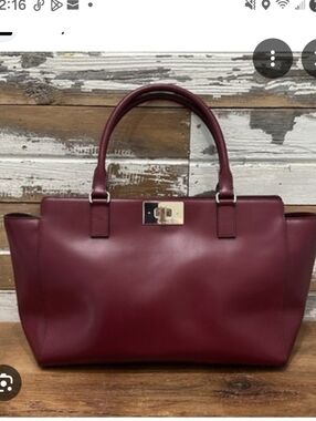 Kate Spade Burgundy Leather Satchel with Gold Hardware